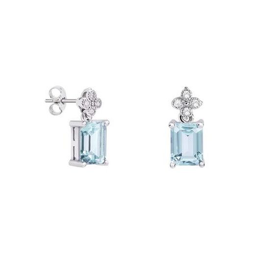 18kt Weißgold Rechteckige Argyor MRM Ohrringe 8x6mm (18)79B0100DB2 Blautopas Diamanten