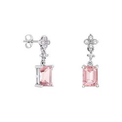 Pendientes Oro Blanco 18kts Rectangular Argyor MRM 8x6mm (18)79B0101DB3 Topacios Rosa Diamantes