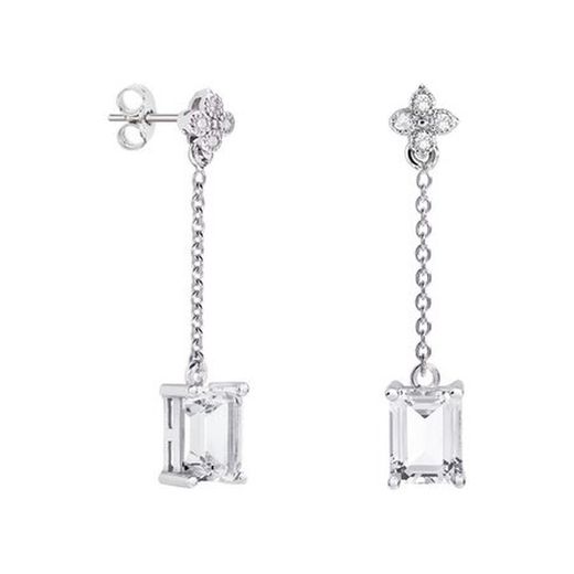 18kt White Gold Earrings Rectangle Argyor MRM 8x6mm (18)79B0107DB1 White Topaz Diamonds