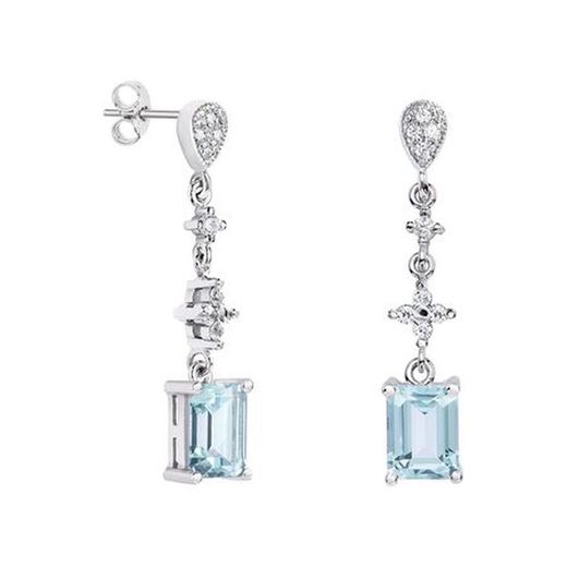 18kt White Gold Earrings Rectangle Argyor MRM 8x6mm (18)79B0204DB2 Blue Topaz Diamonds