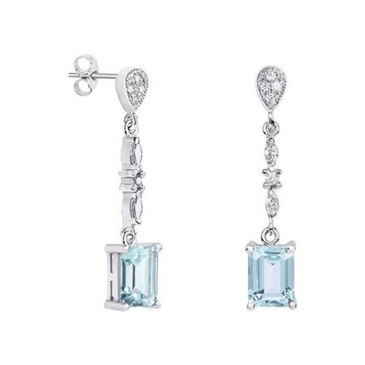 Arracades Or Blanc 18kts Rectangle Argyor MRM 8x6mm (18)79B0205DB2 Topacis Blau Diamants