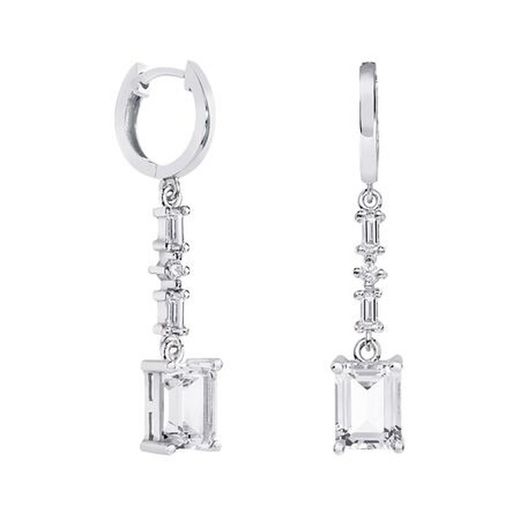 Boucles d'oreilles rectangulaires en or blanc 18 carats, Argyor MRM 8 x 6 mm (18)79B0306TB1, topaze blanche