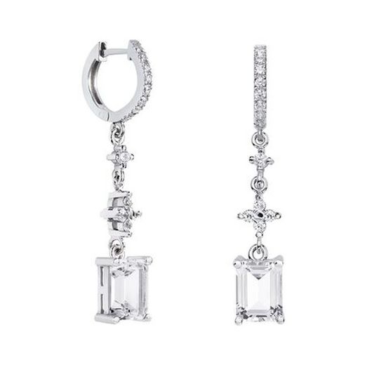18kt White Gold Earrings Rectangle Argyor MRM 8x6mm (18)79B0404TB1 White Topaz Diamonds