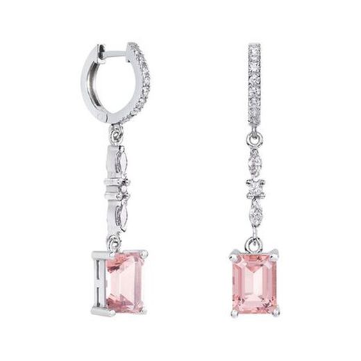 Arracades Or Blanc 18kts Rectangle Argyor MRM 8x6mm (18)79B0405TB3 Topacis Rosa