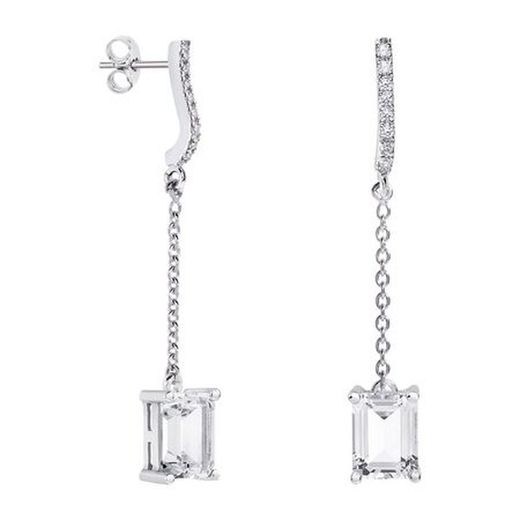 18kt White Gold Earrings Rectangle Argyor MRM 8x6mm (18)79B0507DB1 White Topaz Diamonds