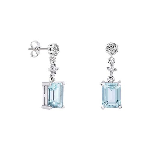 Boucles d'oreilles rectangulaires en or blanc 18 carats Argyor MRM 8 x 6 mm (18) 79B0601TB2 Topaze bleue