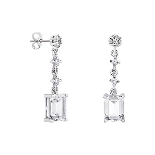 18kt White Gold Earrings Rectangle Argyor MRM 8x6mm (18)79B0602DB1 White Topaz Diamonds