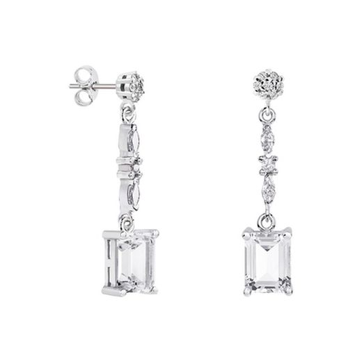 Boucles d'oreilles rectangulaires en or blanc 18 carats, Argyor MRM 8 x 6 mm (18)79B0605TB1, topaze blanche