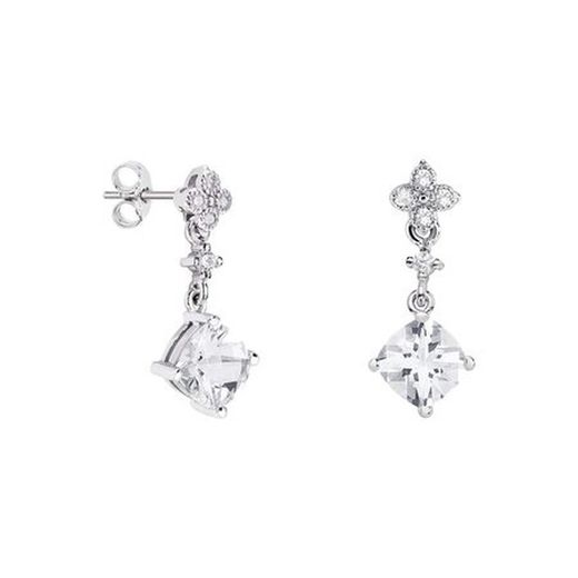 Arracades Or Blanc 18kts Rombo Argyor MRM 7x7mm (18)79B0101DC1 Diamants Topazi Blanc