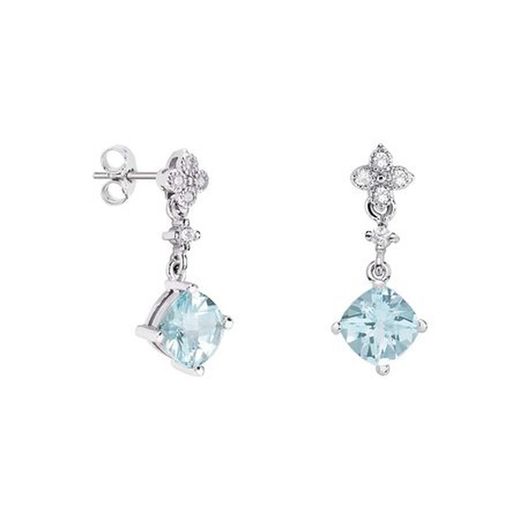 18kt White Gold Earrings Rhombus Argyor MRM 7x7mm (18)79B0101DC2 Blue Topaz Diamonds