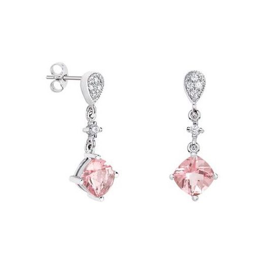 Arracades Or Blanc 18kts Rombe Argyor MRM 7x7mm (18)79B0201DC3 Topais Rosa Diamants