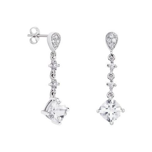Brincos de ouro branco 18k com losango Argyor MRM 7x7 mm (18)79B0202DC1 Topázio branco