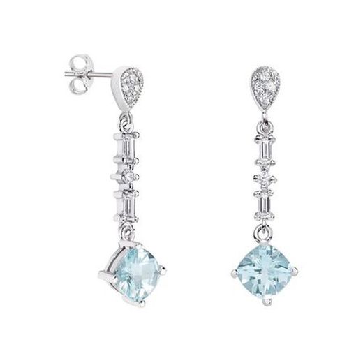Boucles d'oreilles en or blanc 18 carats Rhombus Argyor MRM 7x7 mm (18)79B0206DC2 Topaze bleue Diamants
