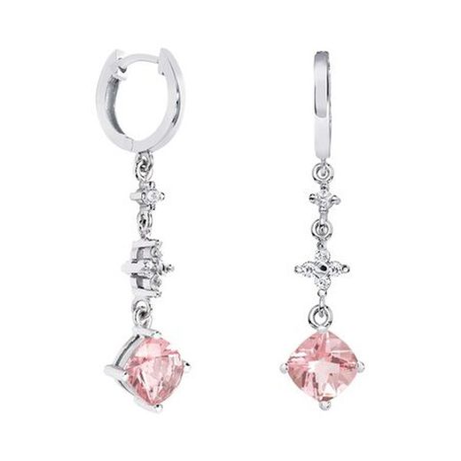 18kt White Gold Earrings Rhombus Argyor MRM 7x7mm (18)79B0304TC3 Pink Topaz