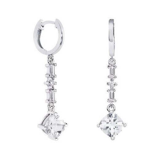 Orecchini in oro bianco 18 kt Rombo Argyor MRM 7x7mm (18)79B0306TC1 Topazio bianco