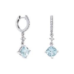 Pendientes Oro Blanco 18kts Rombo Argyor MRM 7x7mm (18)79B0401DC2 Topacios Azul Diamantes