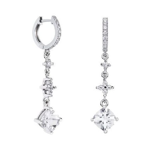 Boucles d'oreilles en or blanc 18 carats Rhombus Argyor MRM 7x7 mm (18)79B0404TC1 Topaze blanche Diamants