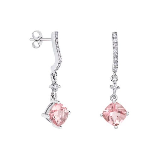 Brincos de ouro branco 18k com losango Argyor MRM 7x7mm (18)79B0501TC3 Topázio rosa