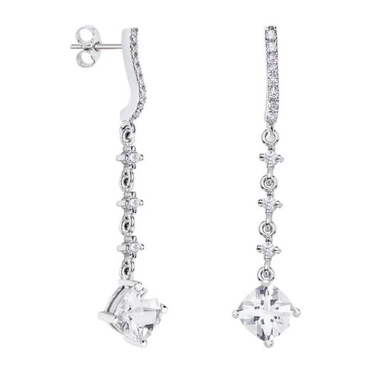 18kt White Gold Earrings Rhombus Argyor MRM 7x7mm (18)79B0503DC1 White Topaz Diamonds