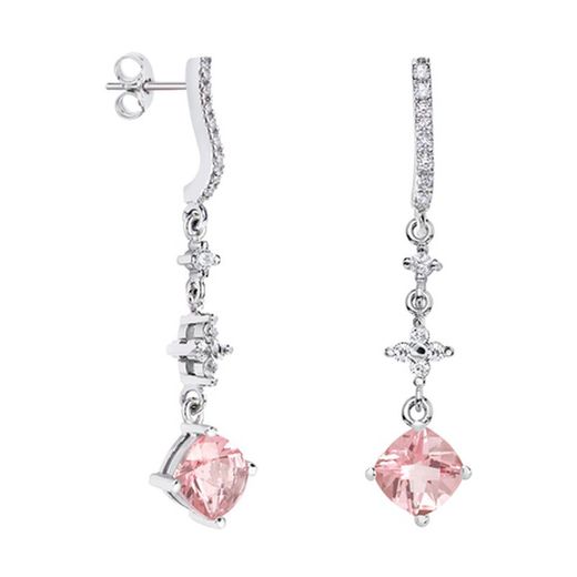 18kt White Gold Earrings Rhombus Argyor MRM 7x7mm (18)79B0504DC3 Pink Topaz Diamonds