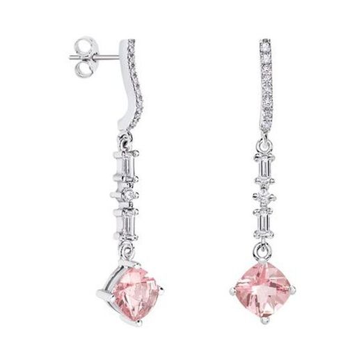 18kt White Gold Earrings Rhombus Argyor MRM 7x7mm (18)79B0506TC3 Pink Topaz Diamonds