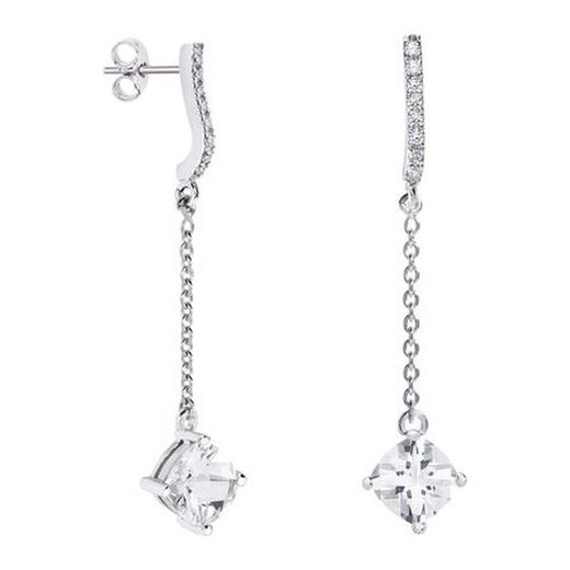 18kt White Gold Earrings Rhombus Argyor MRM 7x7mm (18)79B0507DC1 White Topaz Diamonds