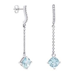 Pendientes Oro Blanco 18kts Rombo Argyor MRM 7x7mm (18)79B0507TC2 Topacios Azul Diamantes