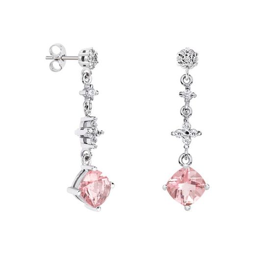 Boucles d'oreilles en or blanc 18 carats Rhombus Argyor MRM 7x7 mm (18)79B0604DC3 Topaze rose Diamants