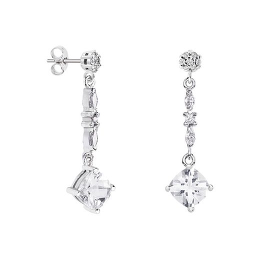 Arracades Or Blanc 18kts Rombe Argyor MRM 7x7mm (18)79B0605TC1 Topacis Blanc Diamants
