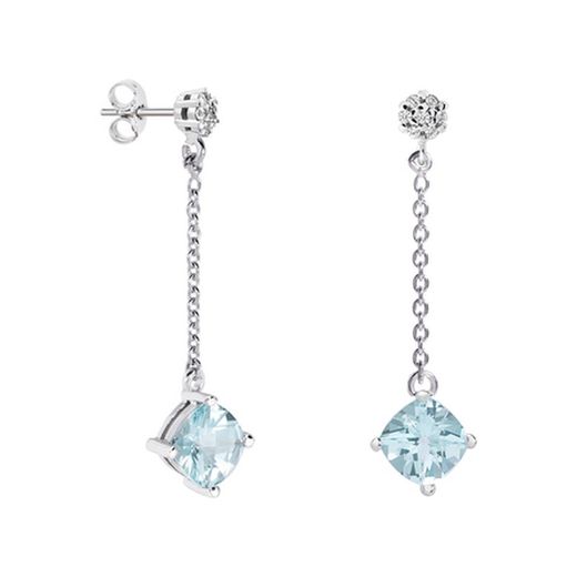18kt White Gold Earrings Rhombus Argyor MRM 7x7mm (18)79B0607DC2 Blue Topaz Diamonds