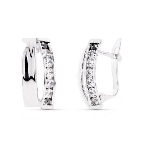 9kt White Gold Earrings 14x7mm 9K21187 Zirconias