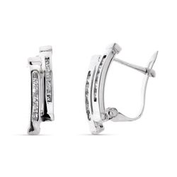 Pendientes Oro Blanco 9kts 15x5mm 9K20633-1 Circonitas