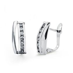 Pendientes Oro Blanco 9kts 15x5mm 9K20649-1 Circonitas