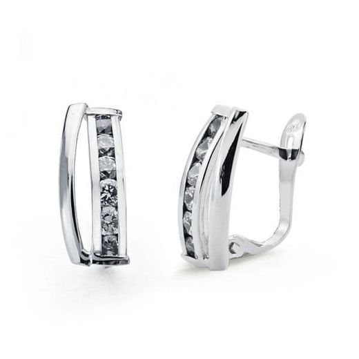Pendientes Oro Blanco 9kts 15x5mm 9K20649-1 Circonitas