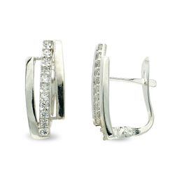 Pendientes Oro Blanco 9kts 15x6mm 9K21107 Circonitas