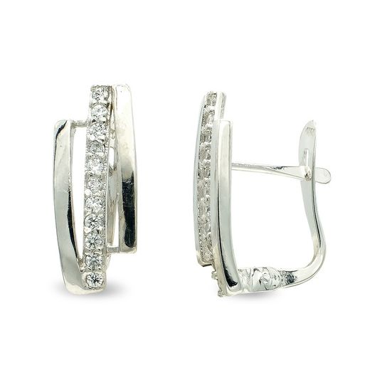 9kt White Gold Earrings 15x6mm 9K21107 Zirconias
