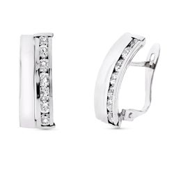 Pendientes Oro Blanco 9kts 16x7mm 9K21260 Circonitas