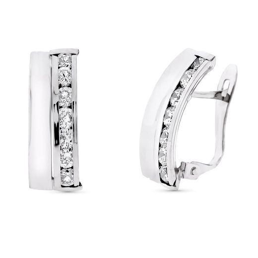 Pendientes Oro Blanco 9kts 16x7mm 9K21260 Circonitas