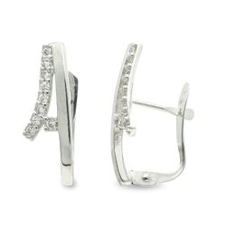 Pendientes Oro Blanco 9kts 17x6mm 9K21106 Circonitas