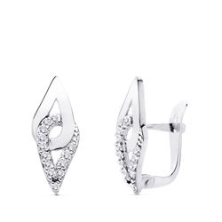 Brincos em ouro branco 9kt 17x7mm 9K20634-1 Zircônia