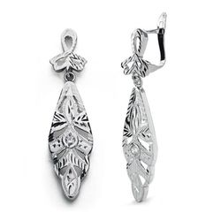 Boucles d'oreilles en or blanc 9 carats 38x9 mm 9K10158-OB Cigarron