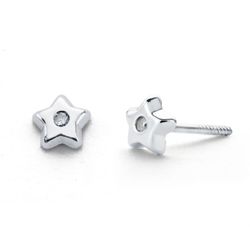 Pendientes Oro Blanco 9kts 9KP21231-OB Diamantes 0.02 CTS