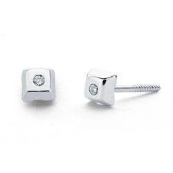 Pendientes Oro Blanco 9kts 9KP21235-OB Diamantes 0.02 CTS