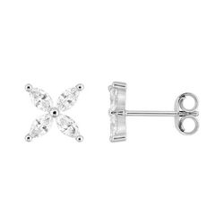 Pendientes Oro Blanco 9kts Argyor MRM (9)9KLGD266W Flor Diamantes Laboratorio 0,50ct DI.SYN F-VS