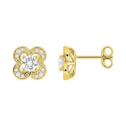 Pendientes Oro 9kts Argyor MRM (9)9KLGD278Y Flor Diamantes Laboratorio 0,52ct DI.SYN F-VS