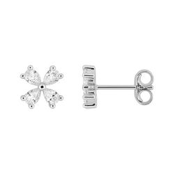 Pendientes Oro Blanco 9kts Argyor MRM (9)9KLGD282W Flor Diamantes Laboratorio 0,40ct DI.SYN F-VS