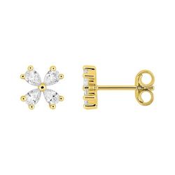Pendientes Oro 9kts Argyor MRM (9)9KLGD282Y Flor Diamantes Laboratorio 0,40ct DI.SYN F-VS