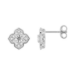 Pendientes Oro Blanco 9kts Argyor MRM (9)9KLGD283W Flor Diamantes Laboratorio 0,37ct DI.SYN F-VS