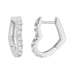 Pendientes Oro Blanco 9kts Argyor MRM (9)9KLGD284W Aro Corazón C. Diamantes Laboratorio 0,42t DI.SYN F-VS