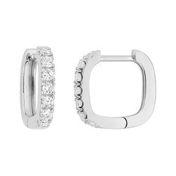 Pendientes Oro Blanco 9kts Argyor MRM (9)9KLGD286W Aro Cuadrado C. Diamantes Laboratorio 0,36ct DI.SYN F-VS